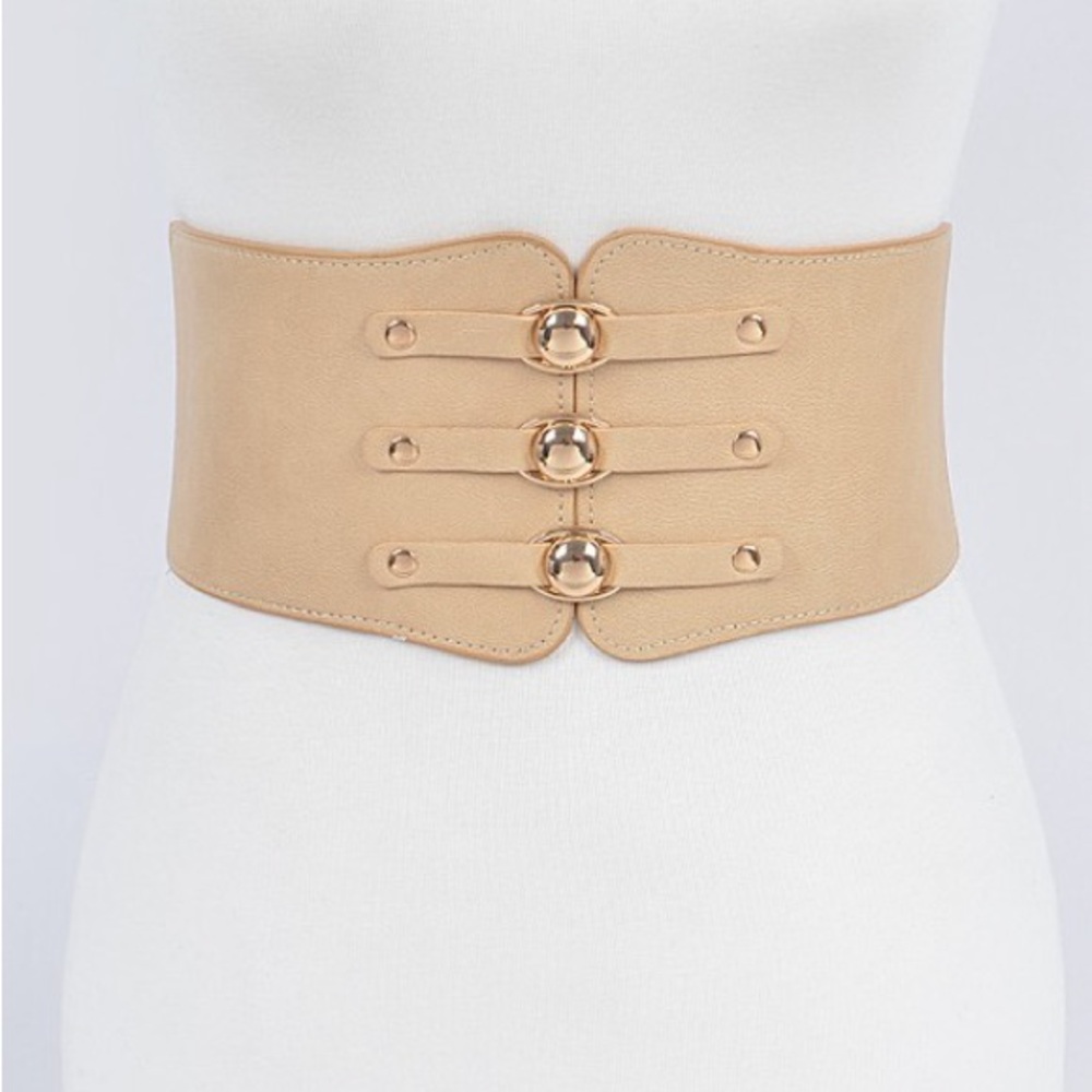 Corset belt with 3 buckle. Polyurethane. Elastic